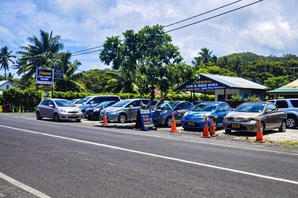 Rental car parking island car muri beach